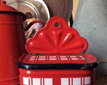 French Enamelware Allumettes Container