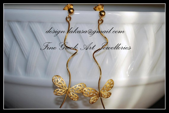 Butterfly Earrings Sterling Silver Gold plated Handmade Jewelry Birthday Woman Anniversary Christmas holidays Best Gift Moda Beauty Romantic