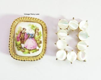 Vintage Pin / Brooch Lot, Cameo, Mother of Pearl