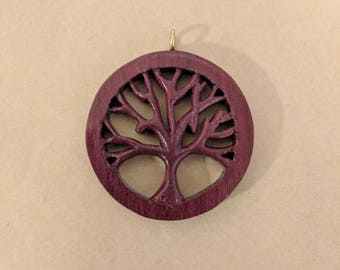 Scrollsaw hand carved tree pendant
