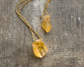 Raw Citrine Necklace, Crystal Necklace, Raw Stone Necklace, Gift for Her, November Birthstone Necklace, Healing Crystal, Citrine Pendant
