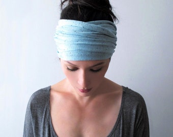 TURQUOISE Blue Yoga Headband - Bohemian Hair Wrap - Turquoise Head Scarf - Jersey Headband - Yoga Headband - Bohemian Hair Accessory