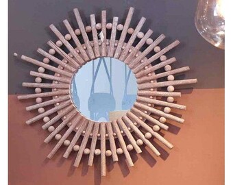 Alice - Starburst Wall Mirror (Wooden Frame, Dia. 80 cm)