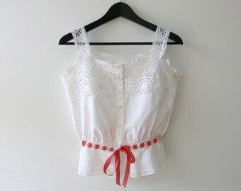 VICTORIAN EMBROIDERED CAMISOLE - Richly hand embroidered French undershirt