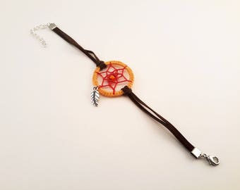 Beige/pink/Brown dream catcher bracelet