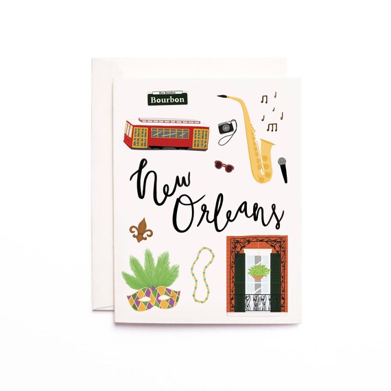 New Orleans Card Illustrated New Orleans Greeting Card New