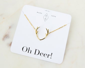Antler Necklace | Gold Antler Necklace | Horn Necklace | Gift for Her | Dainty Antler Necklace | Anniversary Gift