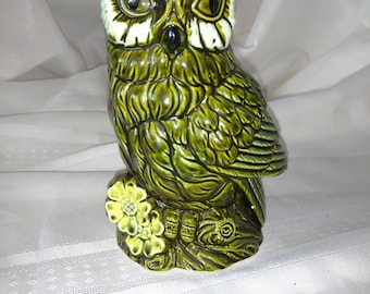 Green Owl Planter Vintage 1970