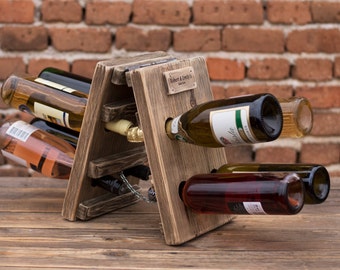 Wine rack, Personalized wine rack, 8-bottles wine rack, Wine shelf, Custom wine rack, Wedding gift, Riddling wine rack, Personalized gift
