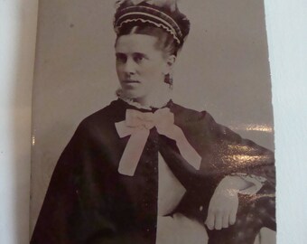 Antique Photo Antique Victorian Tintype Tinted Pink Lovely Lady