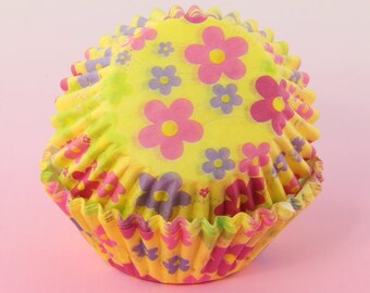 Yellow Flowers Cupcake Liners, 2'' Standard Size Baking Cups Bulk