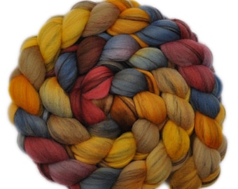 Hand dyed roving - 21.5μ Merino wool combed top spinning fiber - 4.0 ounces - Hard Road Ahead 2