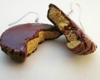 Peanut butter cup - chocolate candy earrings