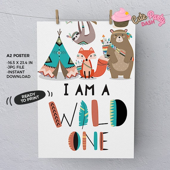 INSTANT DOWNLOAD Wild one First Birthday Party sign A2