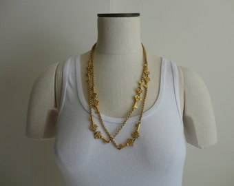 VINTAGE crown trifari skeleton KEY NECKLACE