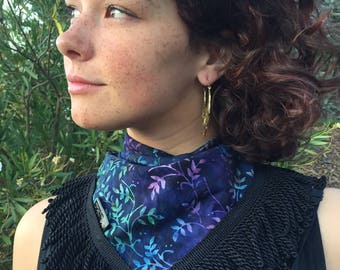 Blue fern fringe bandana - Free Shipping!