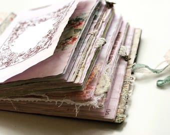 Junk Journal ~ Red Crimson Junk Journal ~ floral themed ~ Shabby Chic ~ Travel Journal ~ Baby First Year Book ~ Photo Album