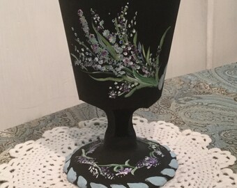 Painted Vintage Glass w/ Lavender Spray