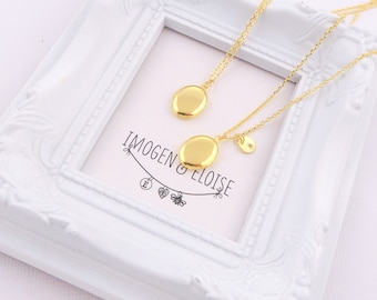 Gold Oval Locket, Personalized Locket, Custom Locket, Initial Oval Locket, Personalised Oval Locket, Gold Locket