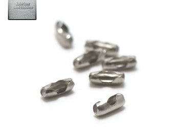 20 clasps/end caps attached to 2 mm stainless steel, stainless steel ball chain
