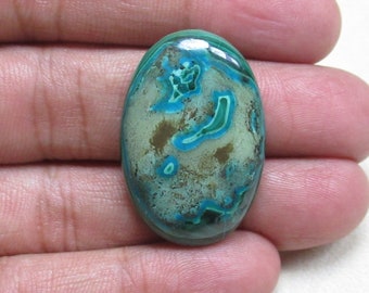 Azurite Malachite Azurite Malachite Cabochon Azurite Malachite Gemstone Loose Azurite Malachite Size 22 x 33 x 7 mm Azurite Round ET 5326