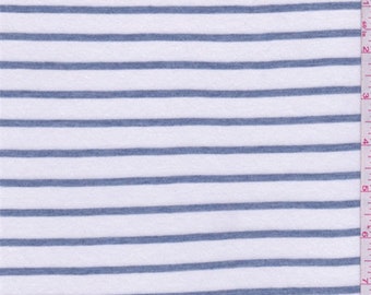 White/Slate Blue Stripe T Shirt Knit, Fabric By The Yard