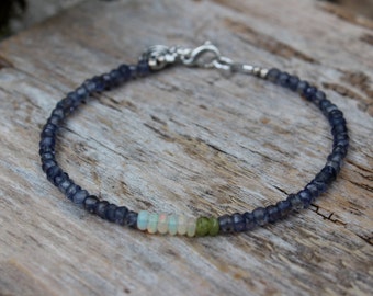 Waterlily bracelet/ Iolite opal and peridot