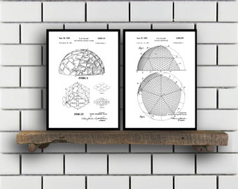 Buckminster Related Patent Set of TWO, Buckminster Invention Patent, Buckminster Poster, Architecture Geodesic, Architecture