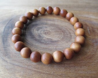 8mm Sandalwood Bracelet, Stacking Bracelet, Mala Bracelet, Layering Bracelet, Mens Beaded Bracelet, Mens Bracelet, Wood Bracelet,PrayerBeads
