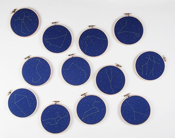 Gemini Zodiac Embroidery Kit - DIY, Constellation Embroidery Kit, Birthday Gift, Personalized Gift