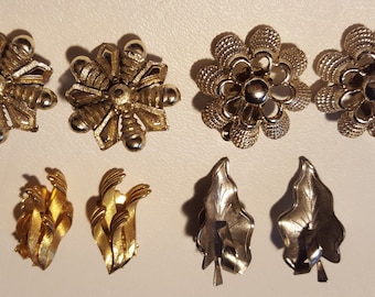 Vintage Earrings - 4 Pairs Clip On Metal