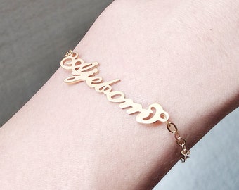 Personalized Name Bracelet,Dainty Name Chain Bracelet,Custom Name Bracelet,Her Name His Name Family Name,Bridesmaid Jewelry,Christmas Gift