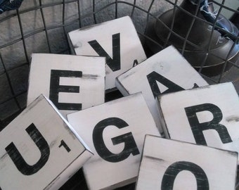 SCRABBLE WOOD LETTERS, Gallery Wall Scrabble, Scrabble Tiles, Home Decor, Distressed Scrabble