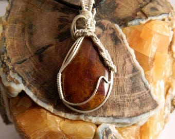 Wire Wrapped Agate Pendant - Wire Wrapped Cathedral Agate Necklace - Wire Wrapped Cathedral Agate Stone - Wire Wrapped Stone Pendant-
