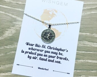 St Christopher's necklace - safe travels, wanderlust