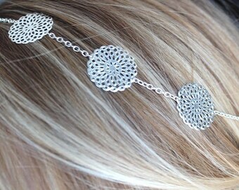 Silver pinwheel headband headband