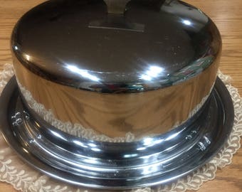 Vintage 1950s /1960s Chrome Cake Carrier / Keeper