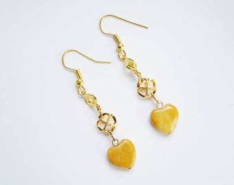 Gold Yellow Jade Earrings