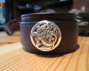 Kells dragon leather cuff bracelet - Kells dragon