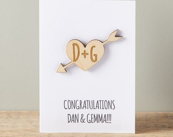 Couples Cupid Heart Card - Wedding card - Engagement Card - Personalised Card