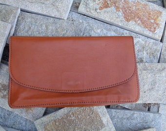 Vintage 1980s leather clutch, Brown evening bag, Clutches bag