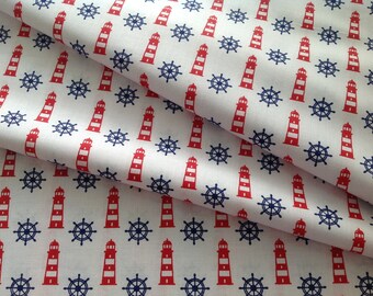 Promotion! Navy print cotton fabric 60 x 160 cm