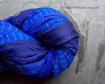 Recycled Sari Ribbon, Striped Ribbon, Silk Sari Ribbon, Reclaimed, Ultra Violet, Tassel Ribbon, Pantone 2018, Boho Ribbon, India, 5 Yards