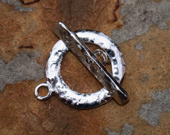 1 Silver Hammered Toggle Clasp - Nunn Designs Low Shipping