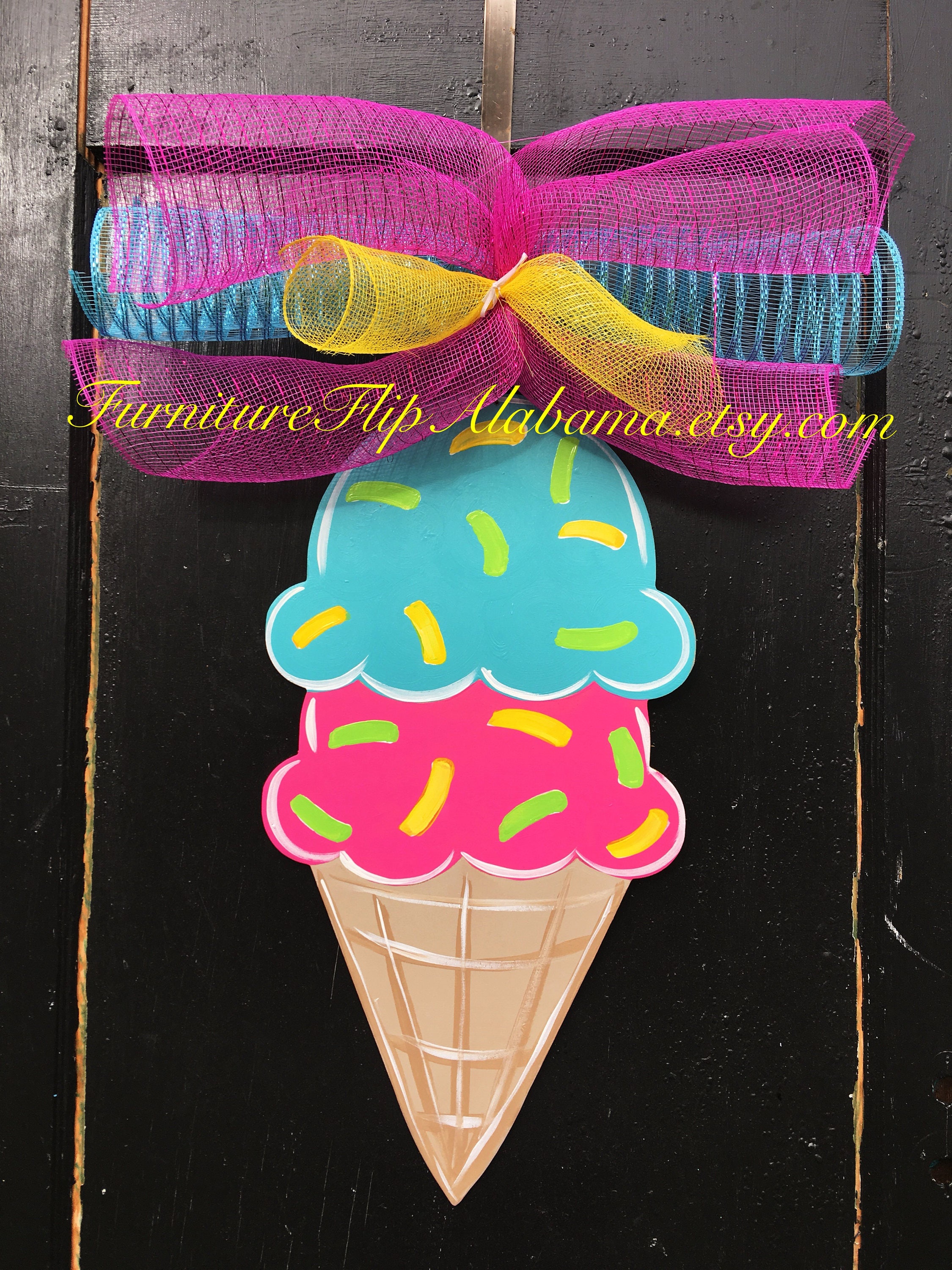 Ice Cream Summer WreathSummer Door HangerIce Cream PartyIce