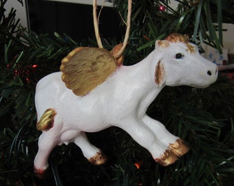 Angel Farm Animal Clay Ornament