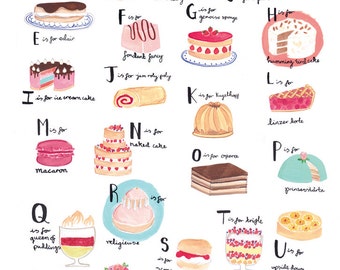 Alphabet of Cake A4 Art Print