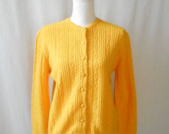 Vintage 1960s Garland Cardigan, Sunny Yellow Cardigan, 1960s Sweater, 1960s Cardigan, Vintage Garland, Yellow Sweater, Yellow Cardigan