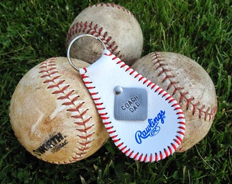 Personalized baseball Keychain, LEATHER keychain, coaches gift,team gift for coach,coach thank you, Fathers day, personalized gift, baseball