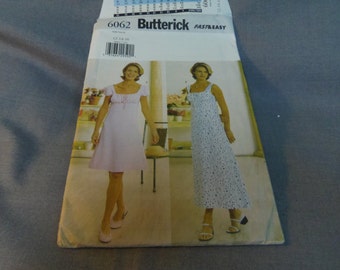 Womens Lined Dress with Empire Waist, Size 12, 14, 16 Uncut Pattern, Butterick 6062
